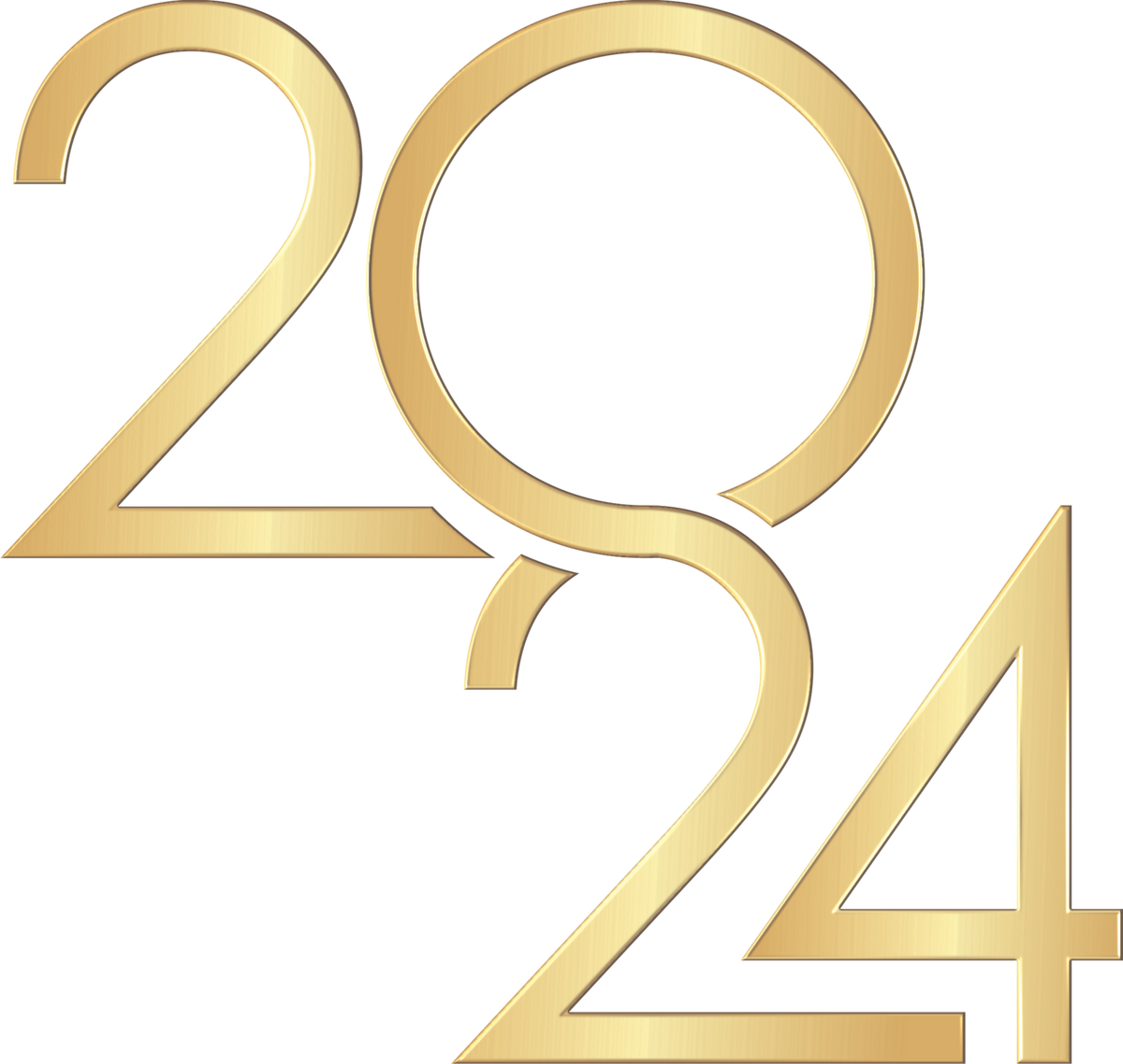 New year 2024 modern design style 3D typography of 2024 logo PNG  with Transparent Background 2